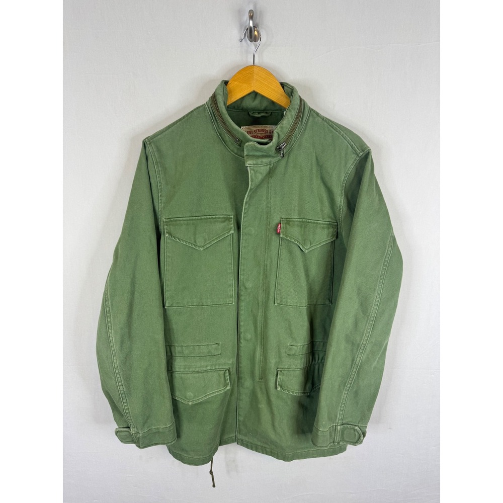 Levis Mens Olive Green Cotton Twill Field Jacket Military Utility Coat Size M
